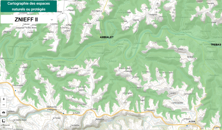 ZNIEFF 2 en vallée du Tarn et vallées environnantes